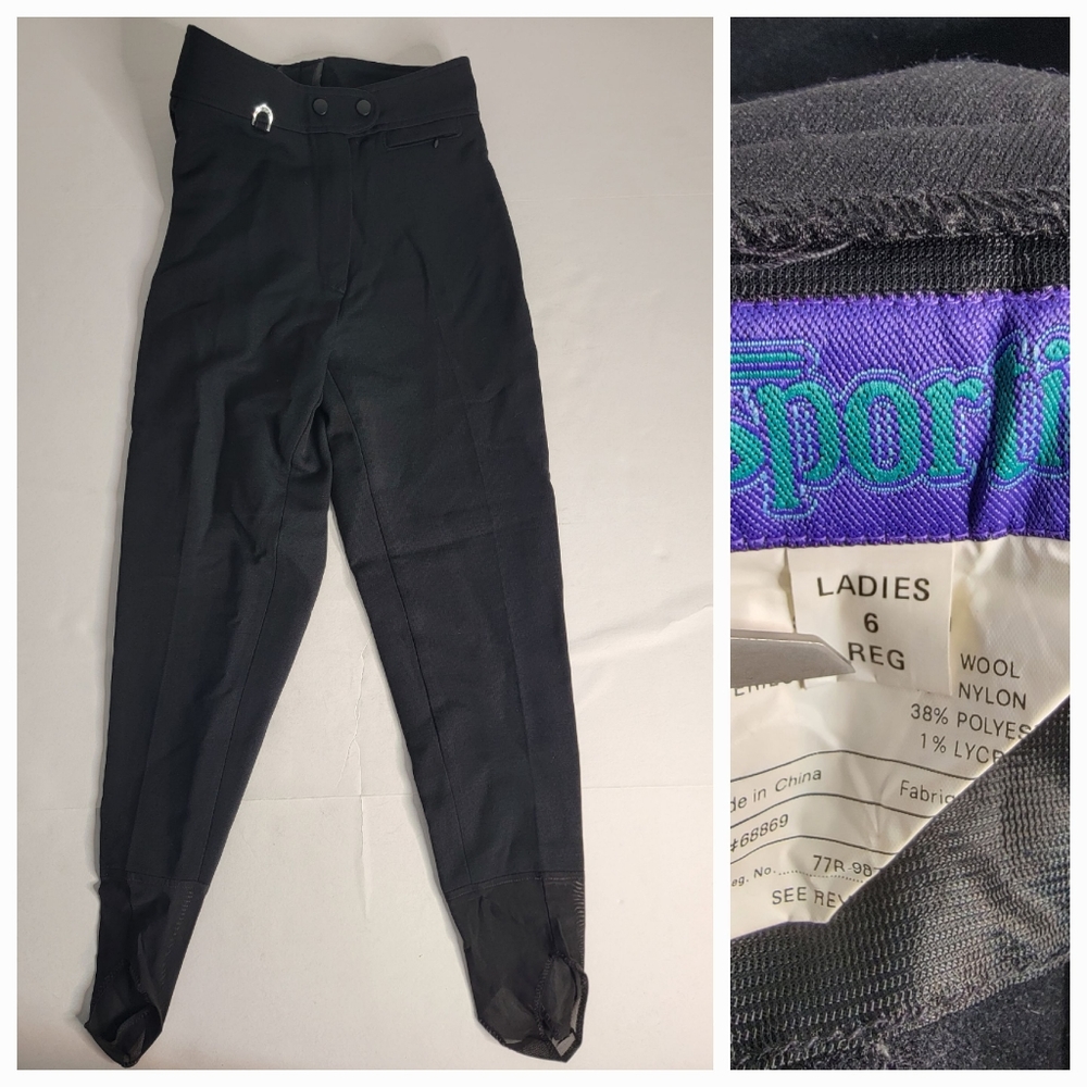 Vintage Sportina Snow Ski Pants 6 Wool Softshell Stirrup High Rise Super Flex